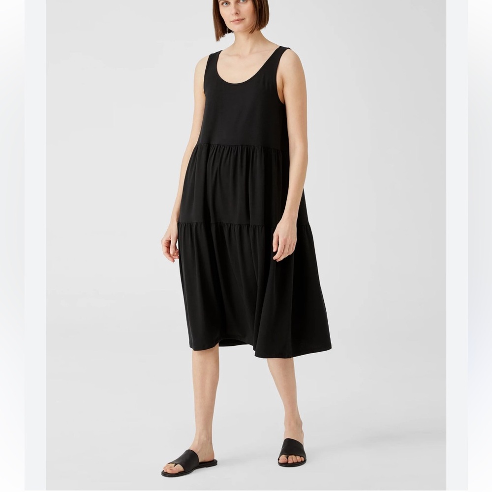 Eileen Fisher Sleeveless Tiered Jersey Midi Dress